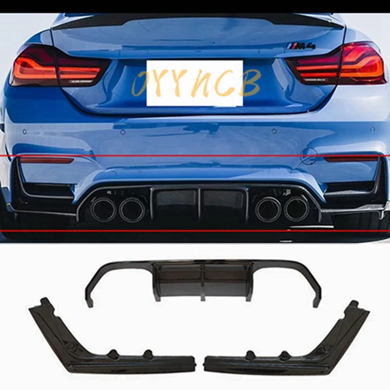 

FOR BMW F80 M3 F82 M4 2015-2020 ABS Glossy Black Car Rear Bumper Diffuser Spoiler Lip Splitter Protector Guard