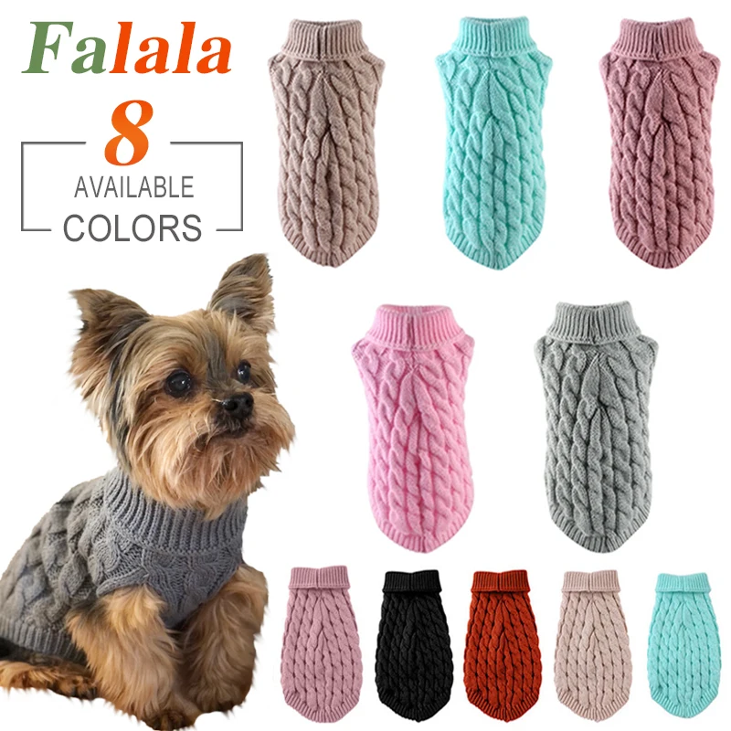 Winter Dog Clothes Chihuahua Soft Puppy Kitten Kitten High Collar Solid Color Design Sweater Fashion Clothing for Pet Dogs Cats