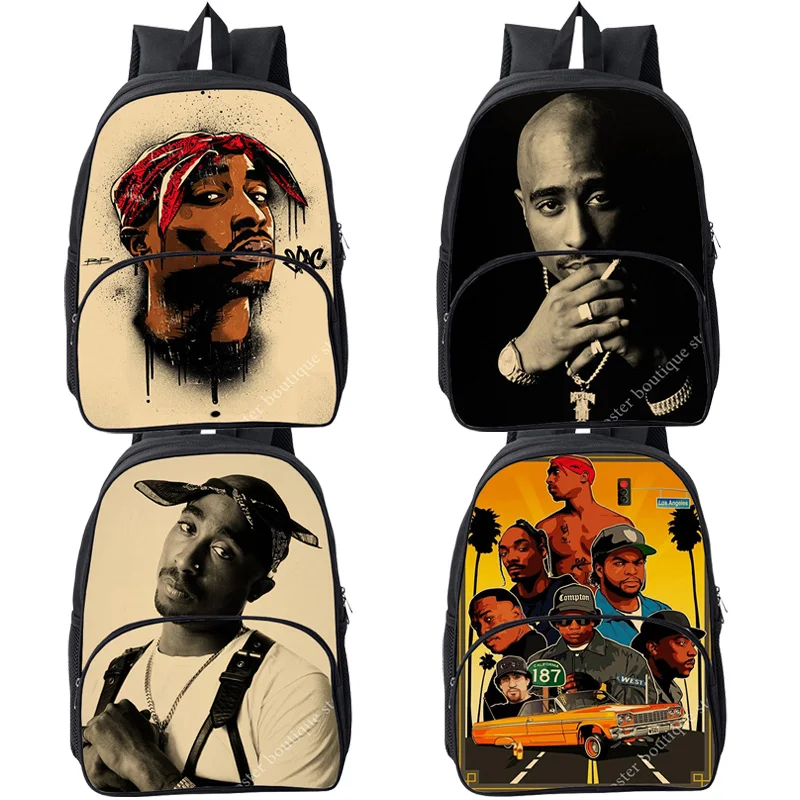 

Boys Girls Tupac 2Pac Backpacks Students Cool Pattern School Bags Men Daily Knapsack Book Rucksack Waterproof Book Knapsack