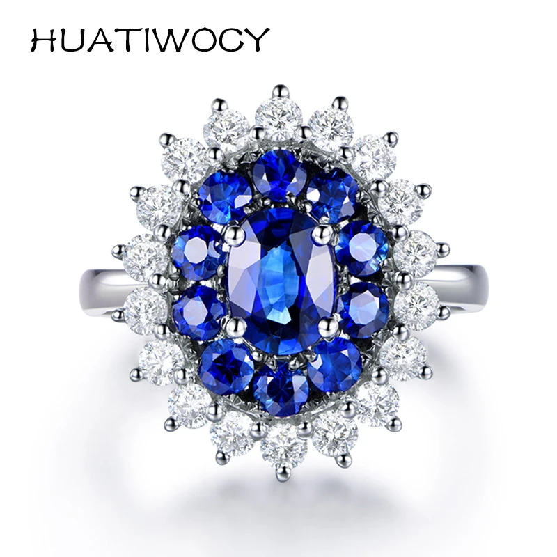 

Fashion Women Ring Silver 925 Jewelry with Sapphire Zircon Gemstones Accessories Finger Rings for Wedding Party Promise Gifts