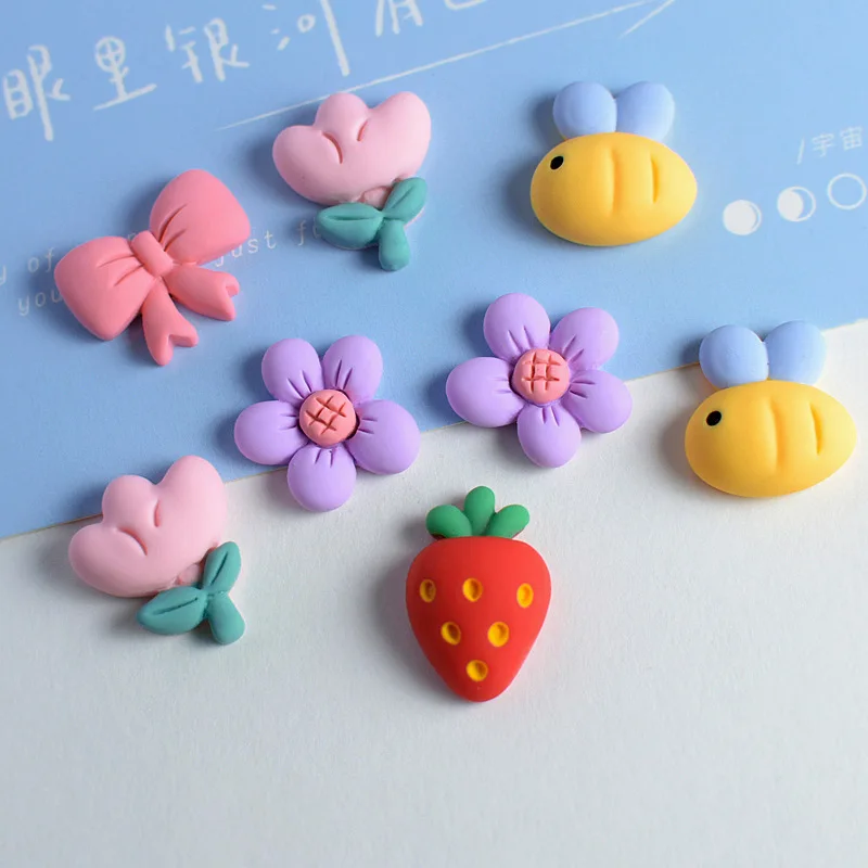 

10Pcs Cute Resin Flower Bee Flatback Resin Cabochon Scrapbooking Craft DIY Embellishments Phone Headwear Decoration Accessories