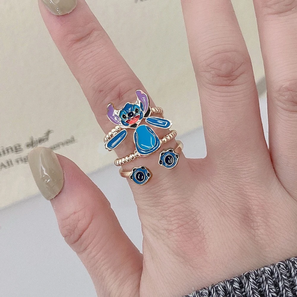 

Мультяшные Многослойные кольца для девочек с диснеевским стежком, ювелирные изделия, аксессуары, открытые кольца с забавными животными, кольца для влюбленных, Подарочные ювелирные изделия