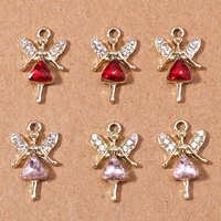 10pcslot elegant crystal angel charms for diy jewelry making love heart animal bear star charms pendants for necklaces earrings
