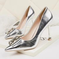 2022 spring brand designer women slip on pumps metal pointed toe thin high heels shoes for women zapatos de mujer