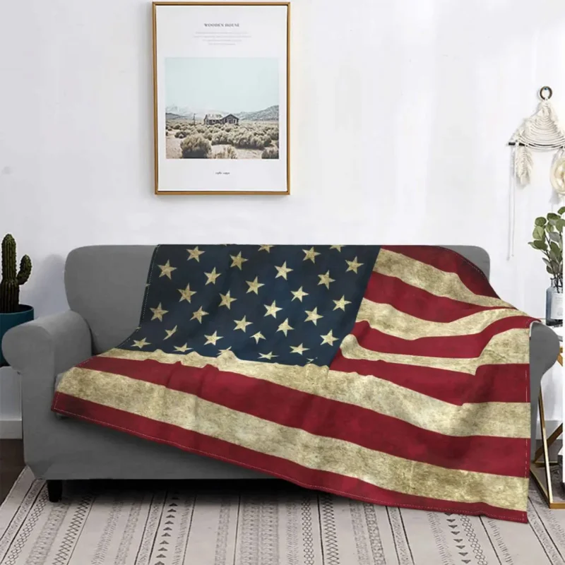 

Флисовое одеяло с американским флагом, винтажное фланелевое одеяло, теплые фланелевые одеяла для спальни, автомобиля
