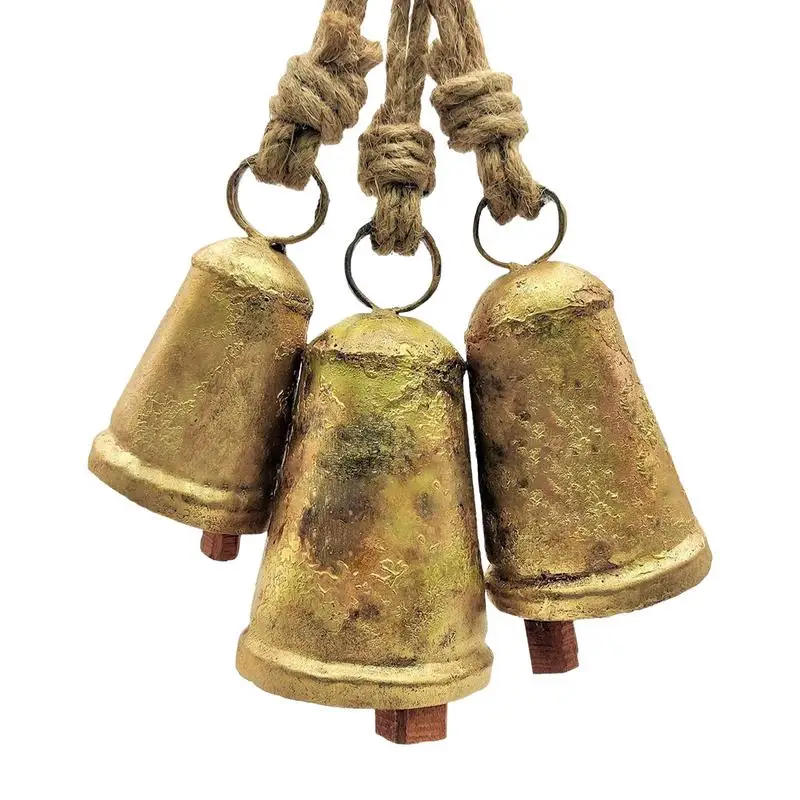 

Christmas Bell Ornaments 3PCS Rustic Antique Cow Bells Christmas Decor Large Bell Ornaments Crisp Sound Decorative Christmas
