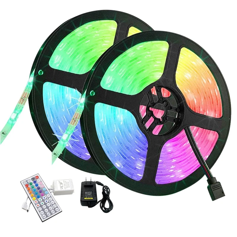 

Светодиодная лента 3528 RGB с 44-клавишным пультом дистанционного управления + контроллер + адаптер питания для спальни