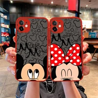 disney mickey mouse and donald duck phone case for iphone 13 12 11 pro mini max xs x 8 7 plus matte transparent light red cover