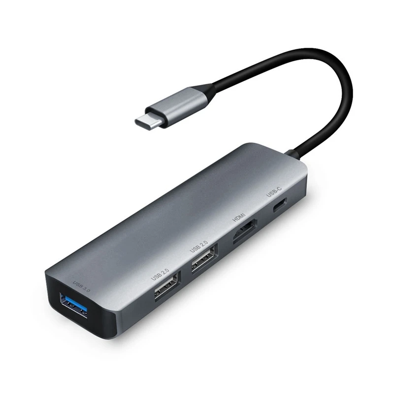 

7 in 1 USB Hub Adapter, Type C to 4Kx2K@30Hz HDMI-Compatible Docking Station USB 3.0 Splitter SD/TF Card Reader, TC07L