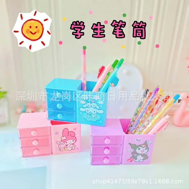 

Kawaii Sanrio Cartoon Desktop Storage Box Cinnamoroll Kuromi My Melody Pencil Case Cute Desktop Box Anime Toys for Girls Gift