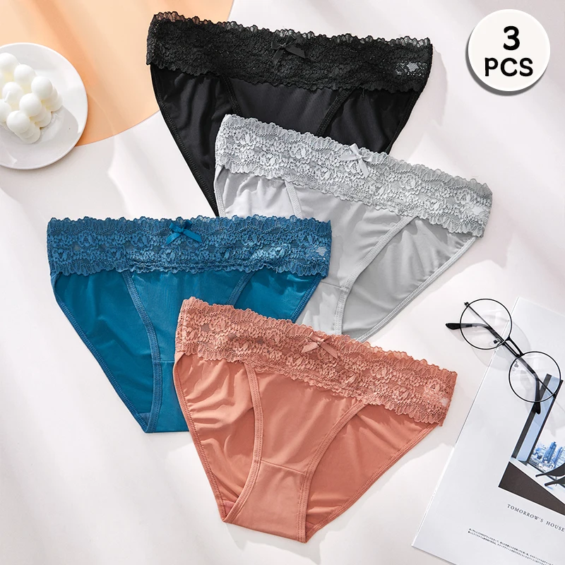 3PCS Sexy Fashion Women's Underwear Solid Color Breathable Panties Seamless Soft Lingerie Stretchy Cute Girls Underpants