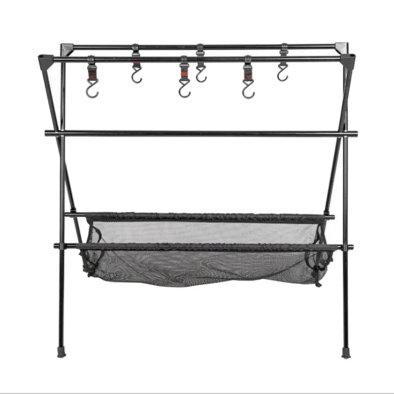 

Camping Folding Shelf Aluminum Alloy Outdoor Cookware Pot Pan Hanging Net Rack Triangle Hook Rack Portable Hanger
