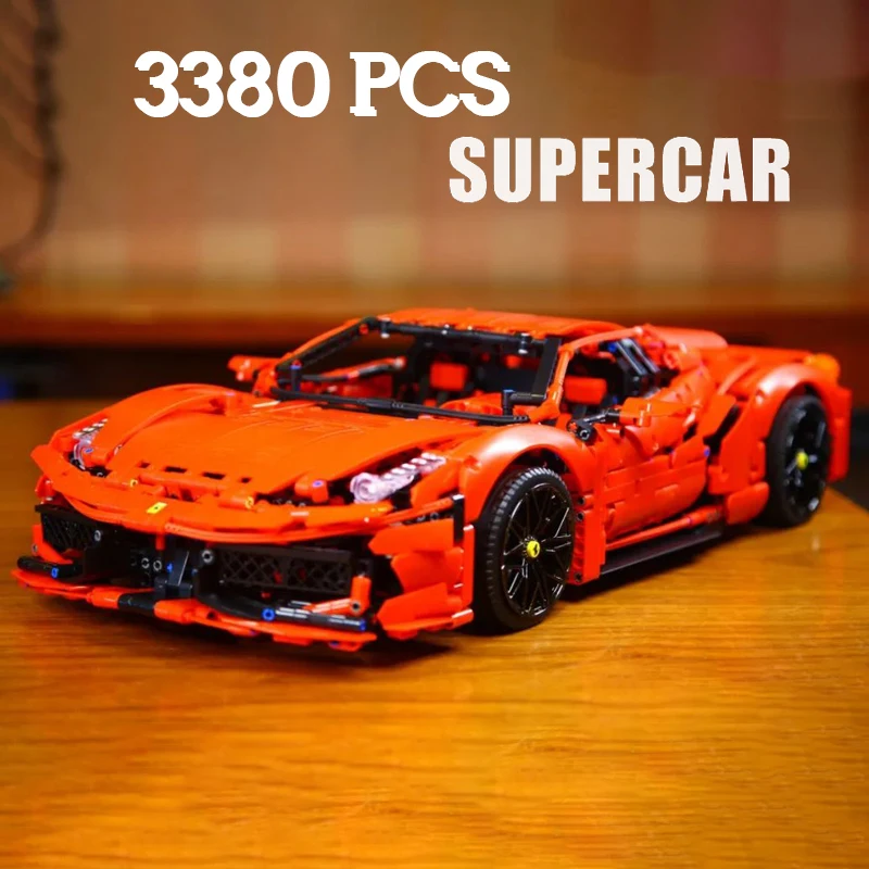 

3380 шт. технический суперзвуковой 458 гоночный автомобиль красный суперкар строительные блоки кирпичи механические высокотехнологичные бло...