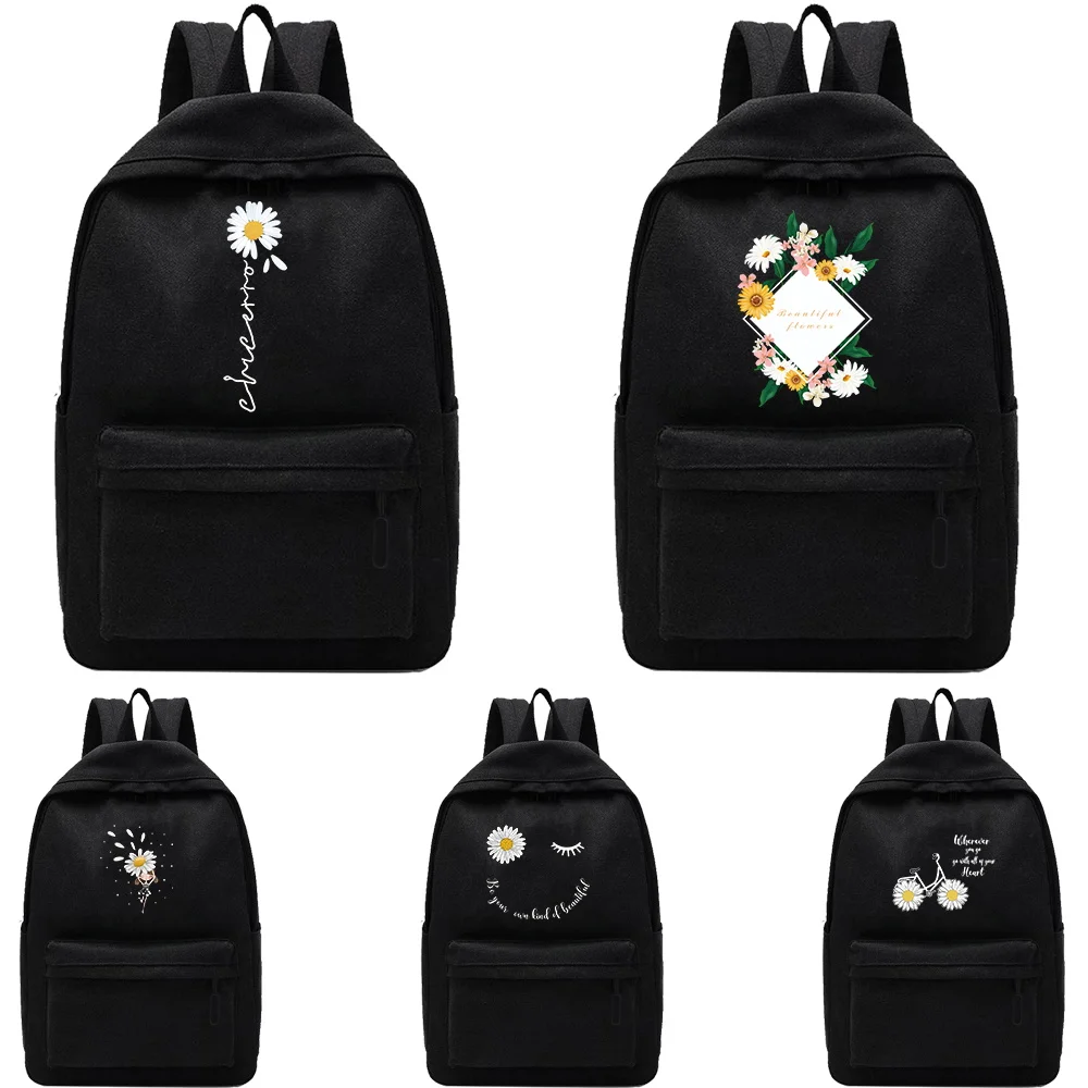 

Women's Backpack Multifunction Double Zipper Teenager Laptop Backpack Student Shoulder Bag Color Daisy Korean Style Schoolbag
