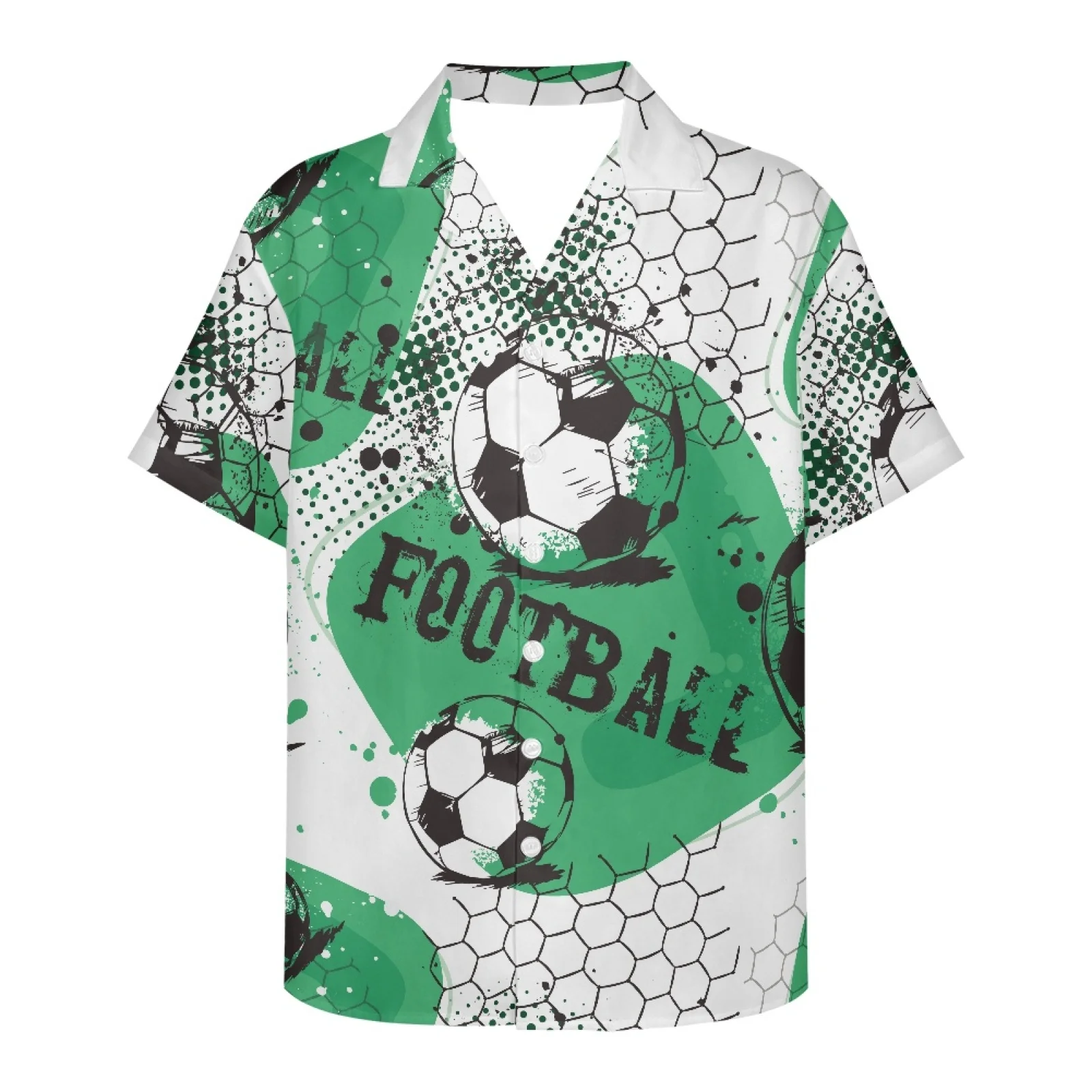 

Football Soccer Pattern Leisure Vacation Casual Beach Men's Summer Short Sleeve Hawaiian Shirts For Men Quick Dry Tee Clothes