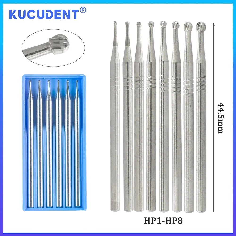 KUCUDENT 6 шт. стоматологические боры из карбида вольфрама с круглой головкой серия HP