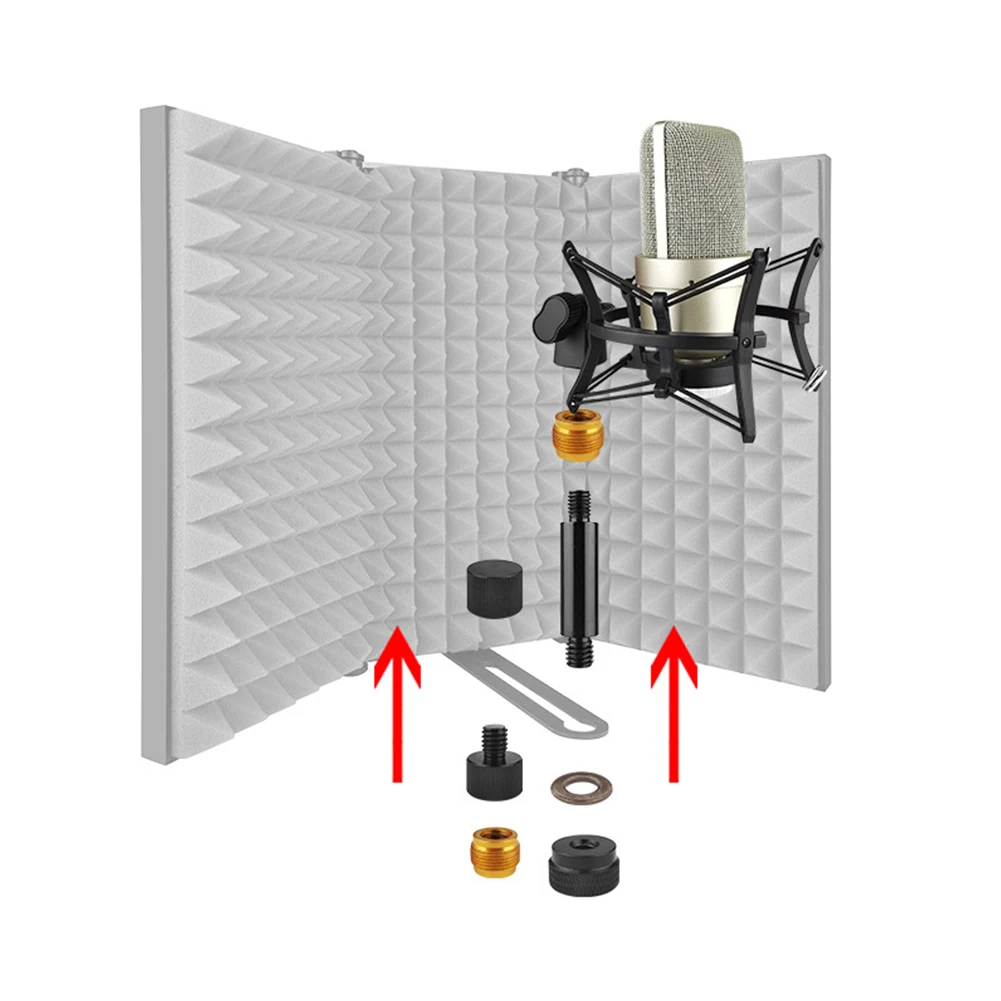 

Professional 5Panel Microphone Isolation Shield Wind Screen Portable Microphone Sound Absorbing Plate For Studio Recording