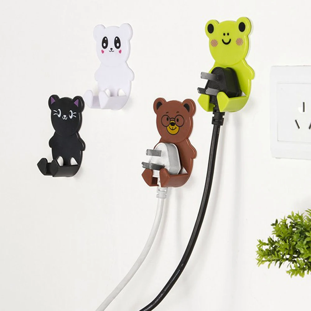 

2PCS Convenient Household Cartoon Style Animal Design Wall-Mounted Bathroom Hook kitchen Storage Plug Rack