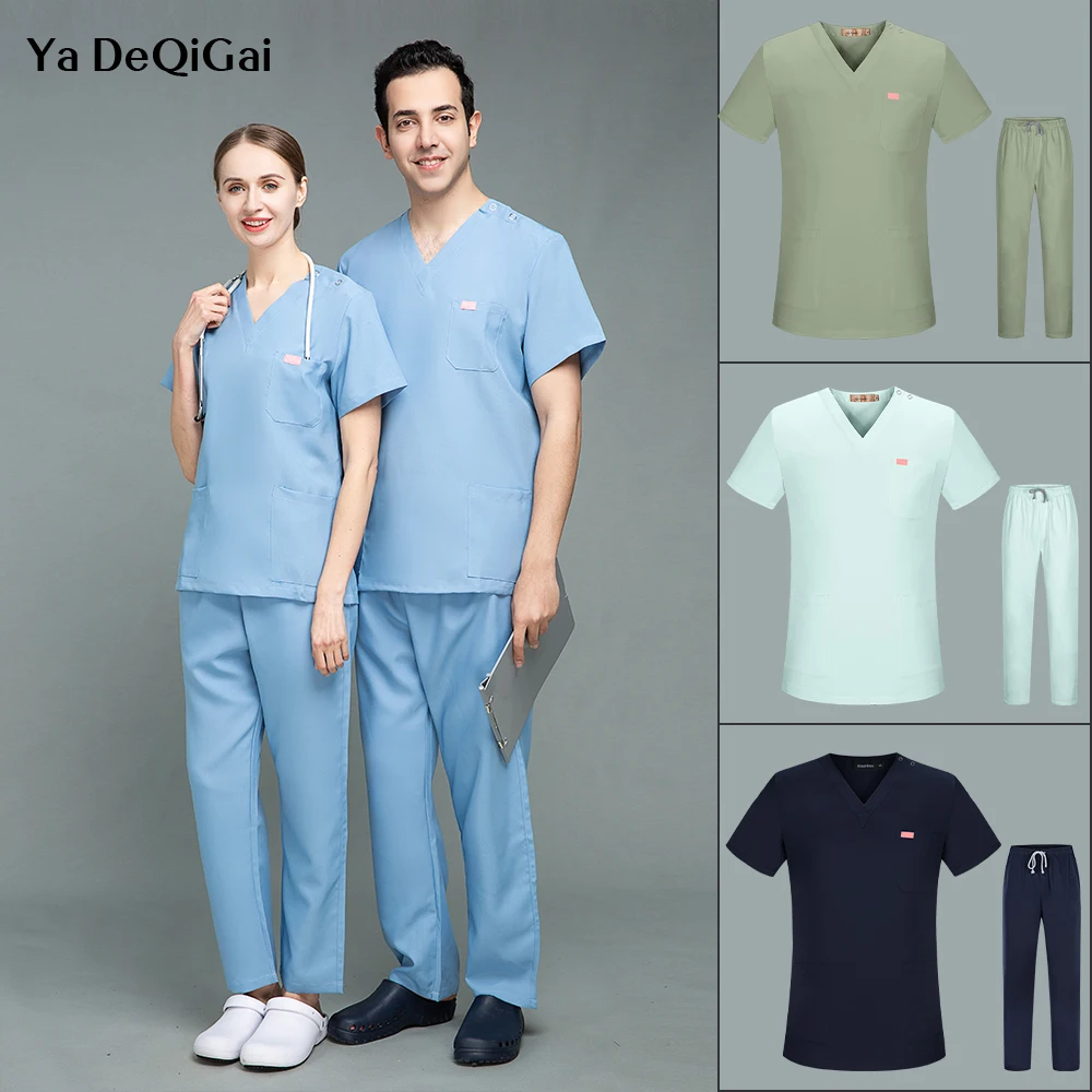 

Dental Hospital Nursing Working Uniform with Pocket Medical Surgical Scrubs Uniform Pet Grooming Institution V-Neck Scrubs Sets
