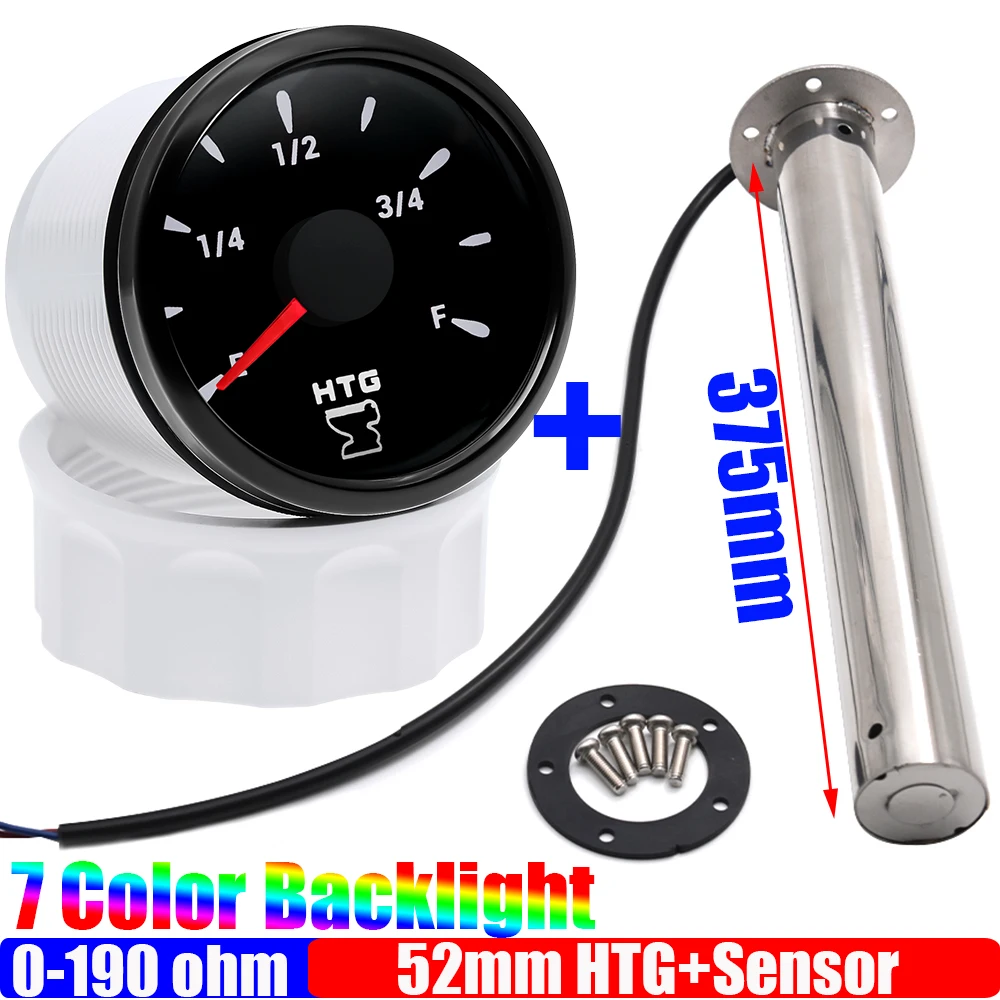 

0-190 Ом удерживающий датчик уровня в баке + датчик уровня канализации индивидуальный водонепроницаемый 7-цветный светильник 52 мм измеритель уровня отходов для лодки автомобиля 12 В 24 В