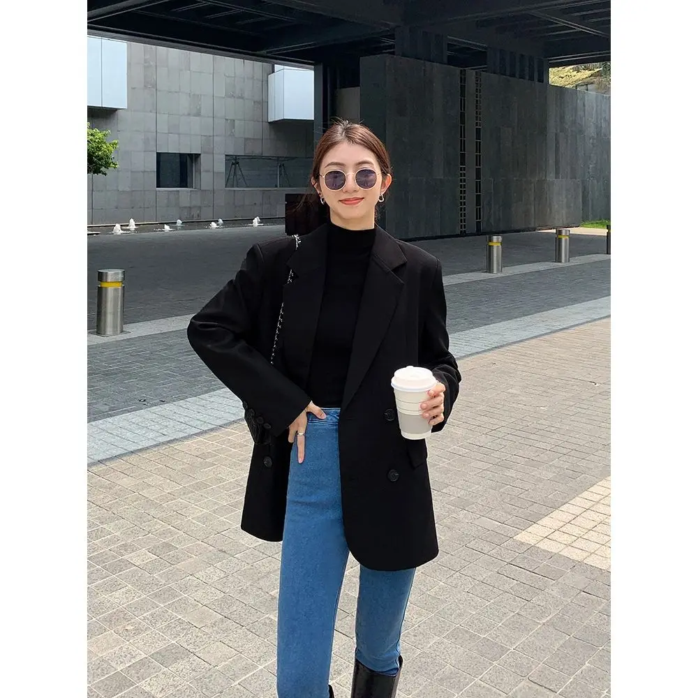 Women's Suit Jacket Korean Fashion Office Women Long Sleeve Top Loose Luxury Black Suit Coat Cheap Wholesale Free Shipping New