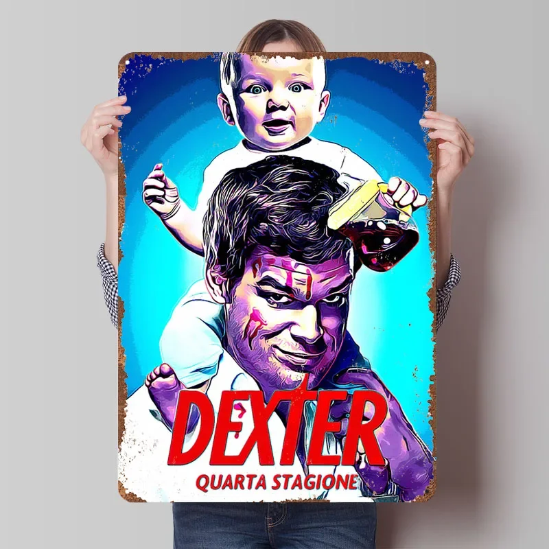 Фото Металлическая табличка Dexter 3: Классический кинопостер, современный декор для дома, гостиной. Индивидуальные жестяные вывески для дома, настенный декор в стиле ретро. №1