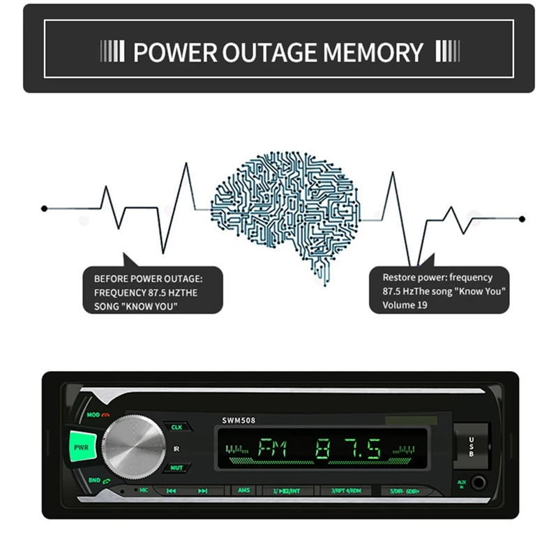 Автомагнитола 1 DIN автомобильная стерео аудиосистема Bluetooth с USB/SD/AUX картой