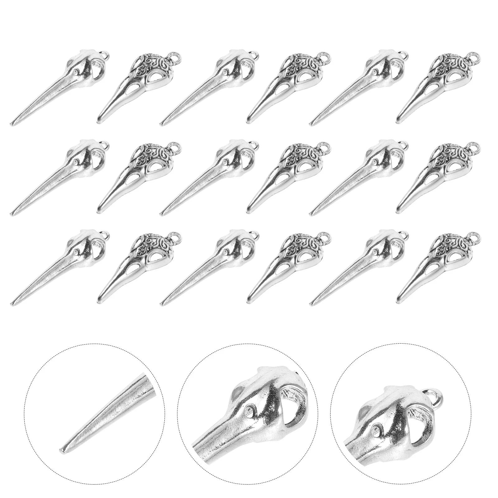 

40 Pcs Amulet Crow Jewelry Pendants Skill Style Bird Head Chain Necklace Men Earring Clothing