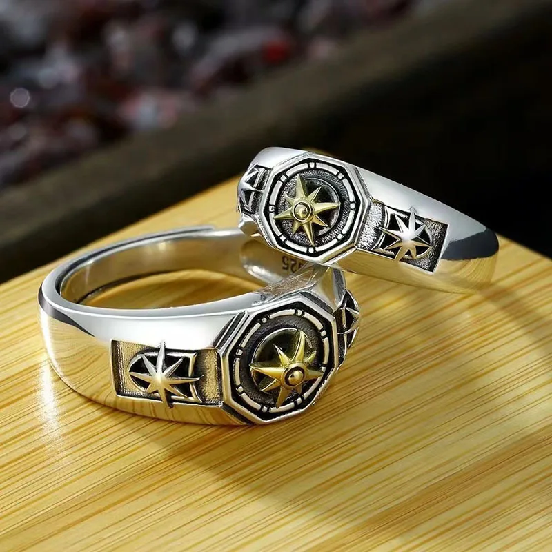 

Punk Ring Men's Fashion Retro Bold Ruffian Handsome Index Finger with Adjustable Opening