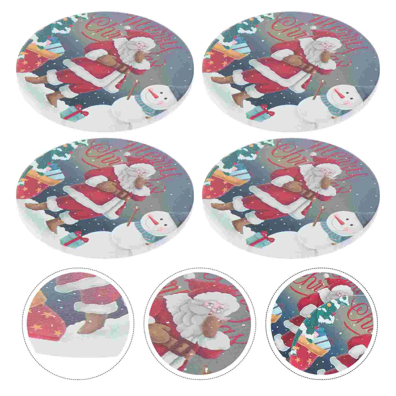 

4pcs Creative Practical Premium Anti-skid Bowl Mats Printed Coasters Cup Placemats for Home