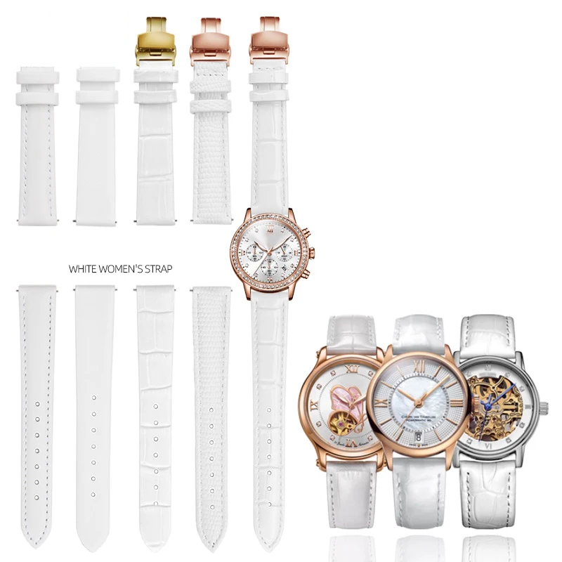 12 мм 14 15 16 17 18 20 для Tissot Картье DW белый ремешок Розовое золото металлическая пряжка