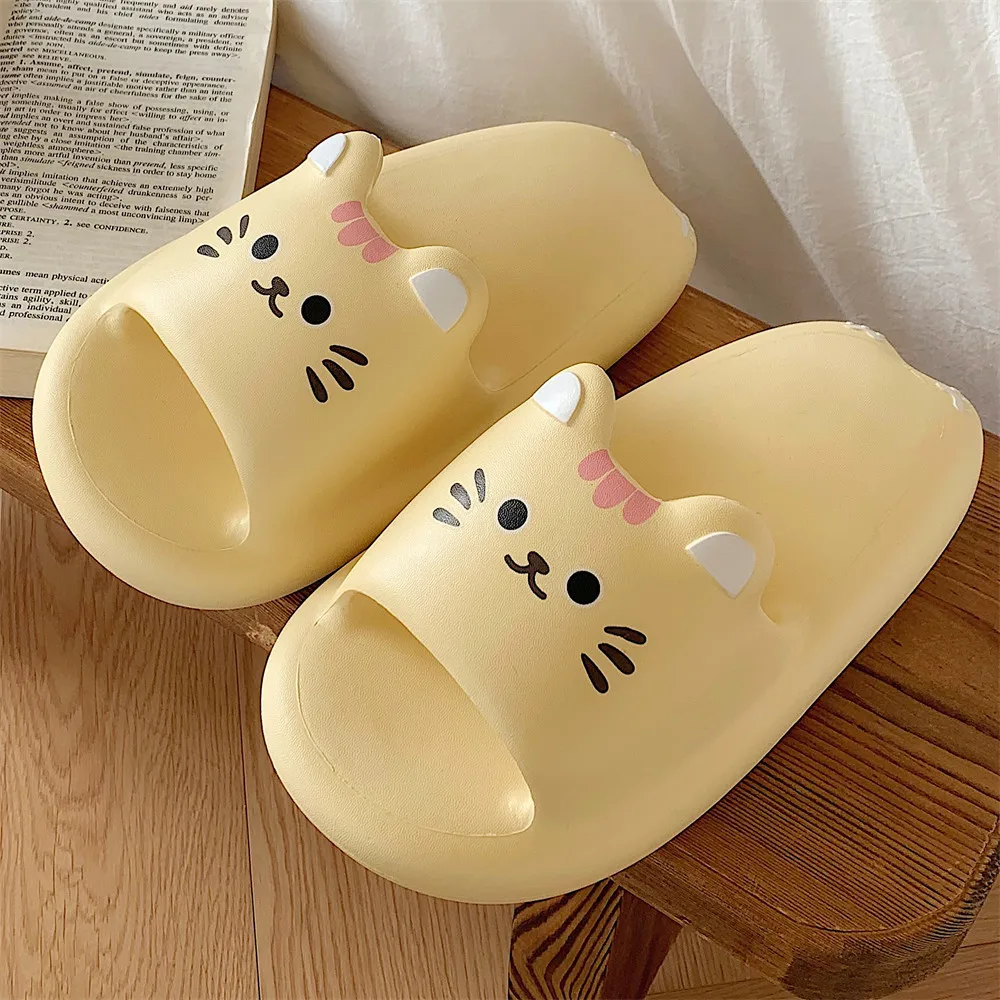 Summer Slipper for Women 2023 New Cute Cat Breathable Outdoor Ladies Home Slipper Womens Kawaii Cartoon Flip Flops Daily Slipper