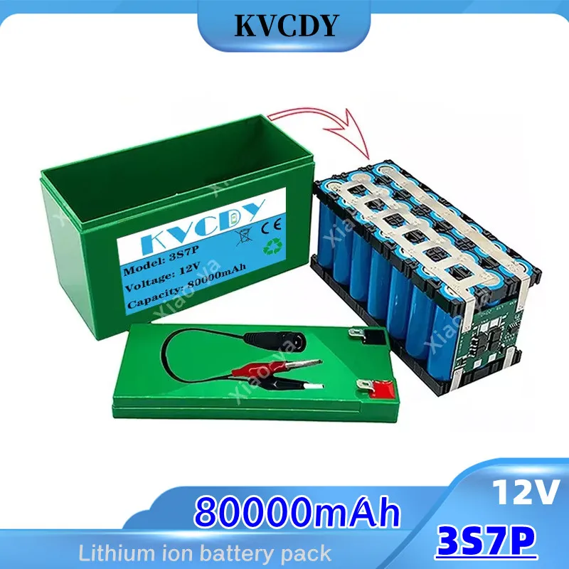 

KVCDY 12V 3S7P 18650 lithium ion battery 80Ah is suitable for agricultural sprayer sound storage battery outdoor lighting+BMS