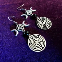 inverted pentagram earrings goddess witch occult witchcraft gothic darkgoddess triplegoddess