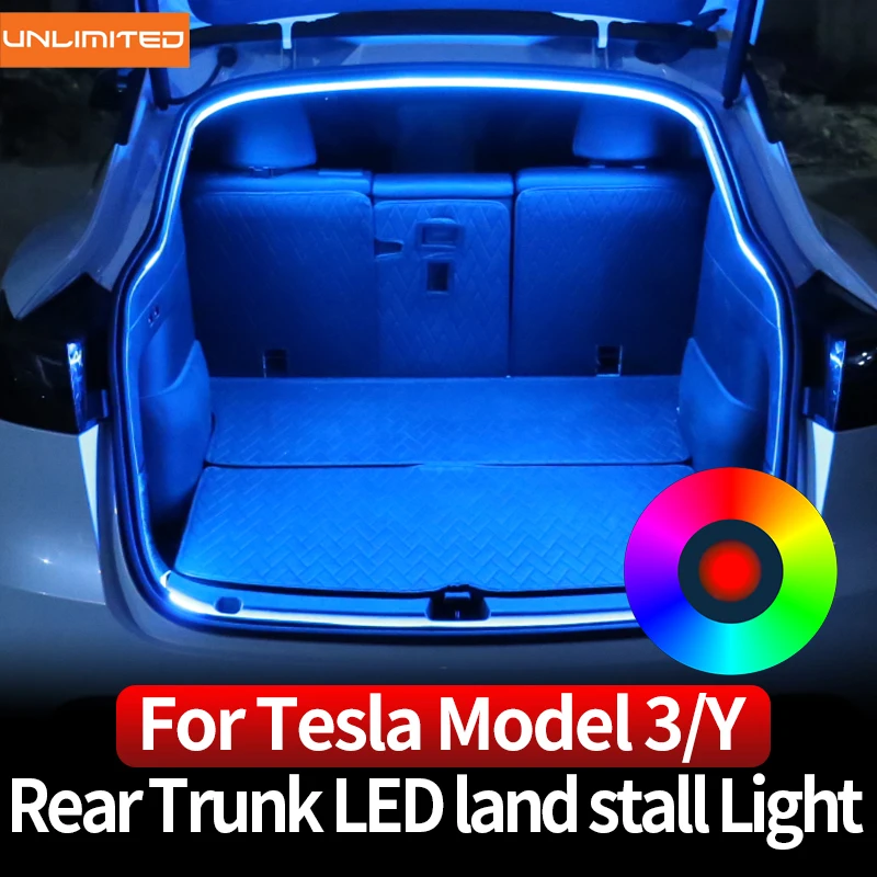

Car LED land Stall Light Belt For Tesla Model Y Rear Trunk Atmosphere Lamp Bar Tube Decoration Interior Protective Accessories