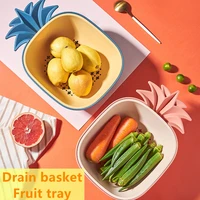 creative kitchen double layer drainage basket household fruit vegetable washing basin melon and fruit storage basket in kitchen