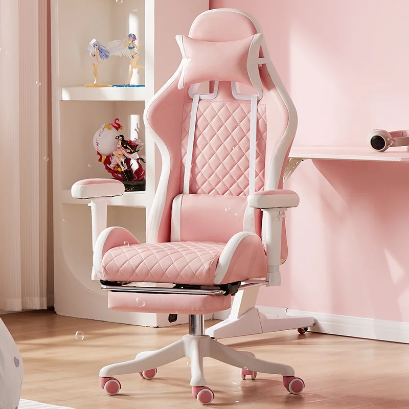 

Новые стулья, розовое игровое кресло, эргономичное кожаное кресло для девочек, для дома и офиса, удобное игровое вращающееся кресло, игровое компьютерное кресло для прямой трансляции