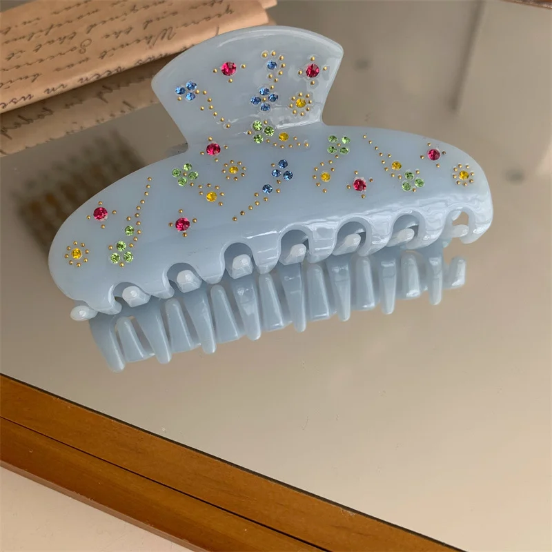 Винтажный роскошный циркониевый храповик из ацетата для девочки, сладкий краб-зажим с розеткой, головной убор с камнями-стразами для женщин.