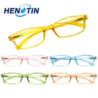 henotin simple style rectangle frame prescription reading glasses spring hinge men women hd eyeglasses 1 02 03 04 05