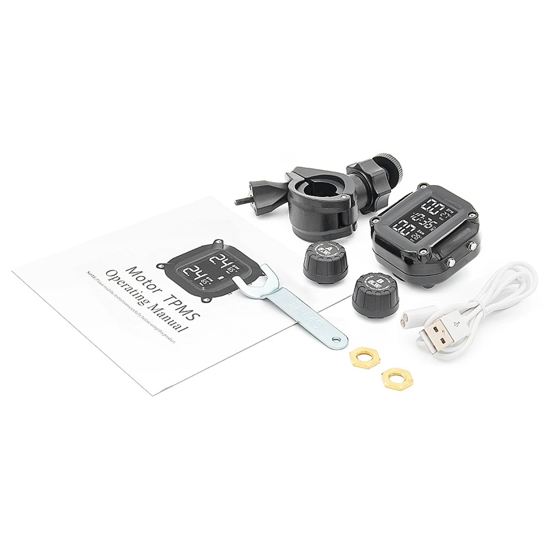 

Motorcycle TPMS Motos Tire Pressure Monitoring System Motor Tyre Temperature Alarm with 2 External Sensors
