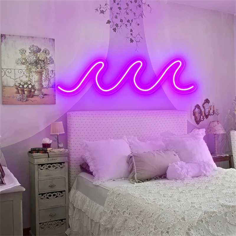

ineonlife Neon Sign Custom Waves Decoration Exclusive Party LED outdoor Acrylic kids room bar Decor Mural family kids room Gift