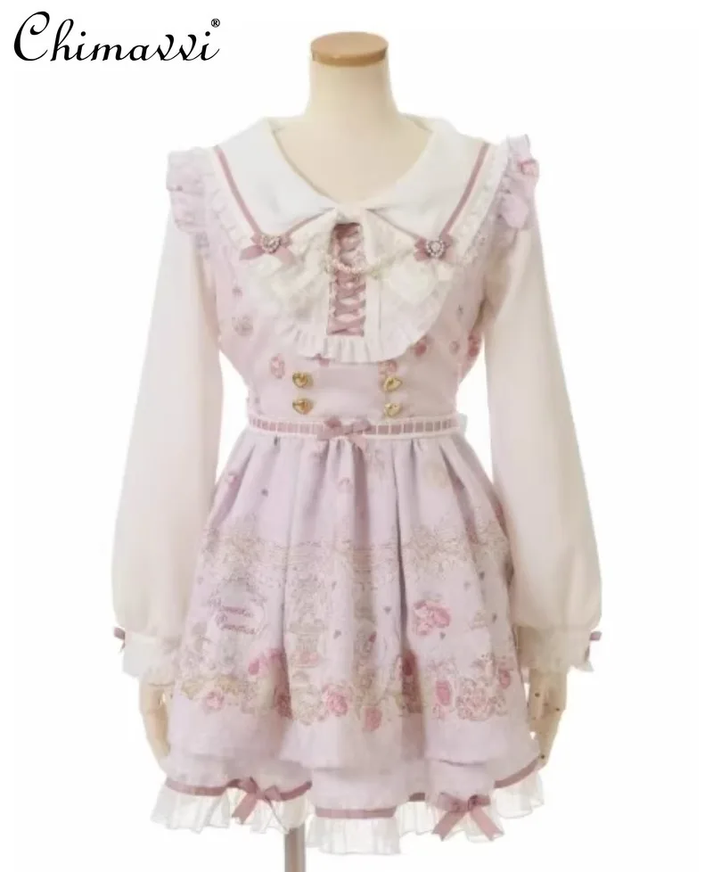 Осеннее платье в стиле &quotЛолита&quot с длинным рукавом и изображением мультяшного