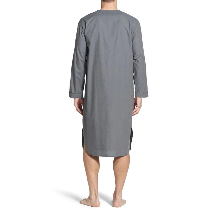 Muslim Spring Autumn Men Loose Stand Collar Long Sleeve Robe Comfortable Solid Pajamas Southeast Asia Turkish Store Clothes Men