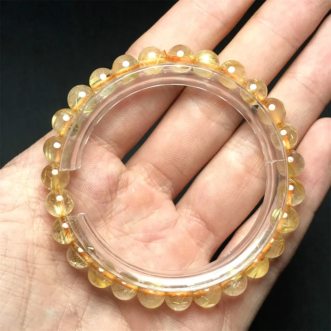 

7mm Natural Gold Hair Rutilated Quartz Bracelet Jewelry For Woman Man Beauty Gift Healing Crystal Energy Beads Strands AAAAA