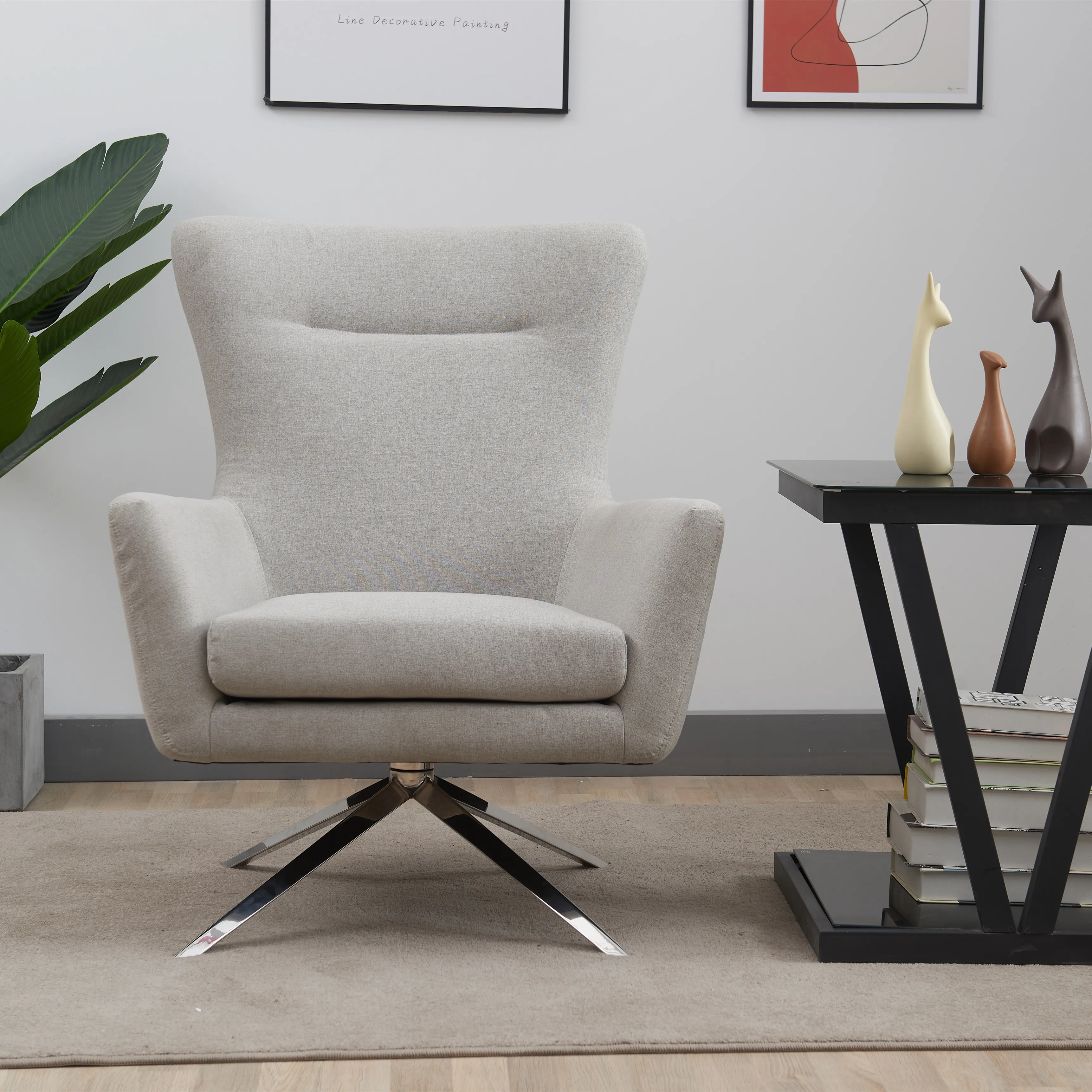 

Single Linen Fabric Leisure Sofa Chair Hot Sale High Quality Modern Swivel Lounge Chair