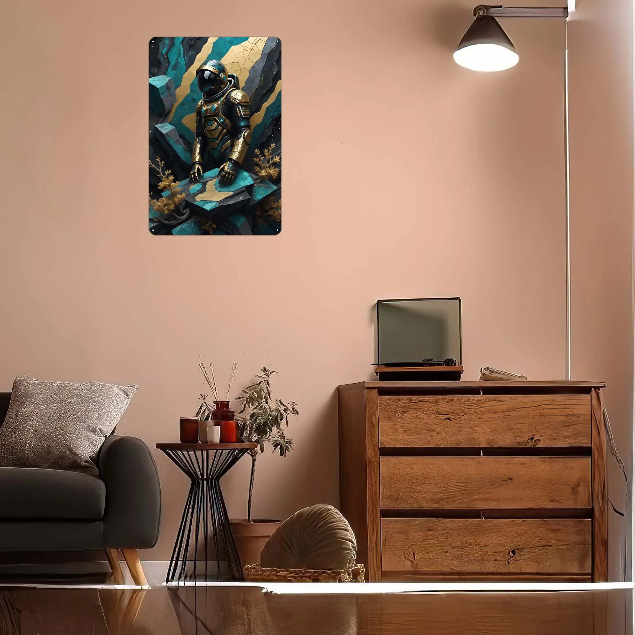 Астронавт Kintsugi абстрактный металлический постер Ретро металлическая фотография
