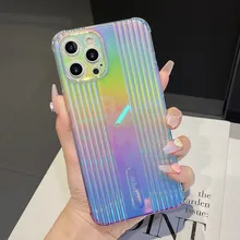 Colorful Gradient Rainbow Color Plated Phone Case For iPhone 13 12 11 Phone Case Laser Blu-ray For Apple 8/XS Protective Case