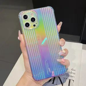 colorful gradient rainbow color plated phone case for iphone 13 12 11 phone case laser blu ray for apple 8xs protective case free global shipping