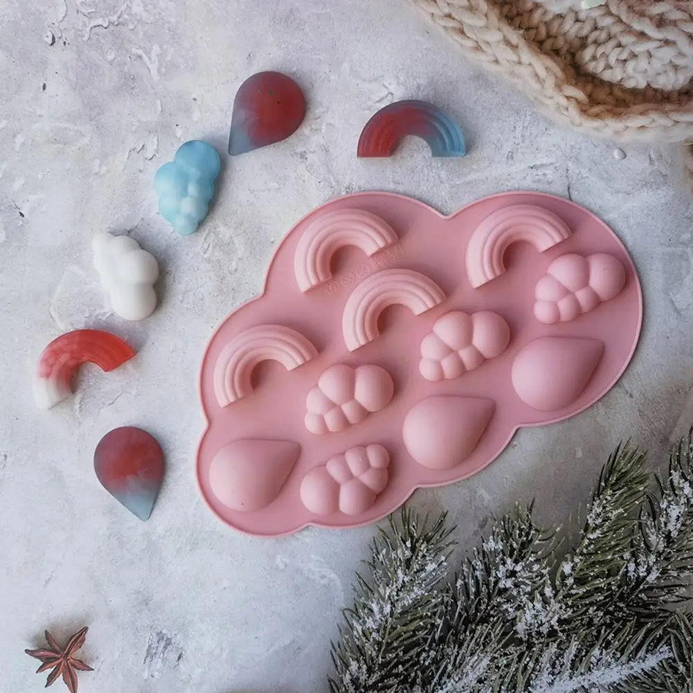 

3D Радуга облако дождь капля силиконовая форма 11-полостная Радуга форма для рукоделия форма кубик выпечки сыра кубик кожа M7W0