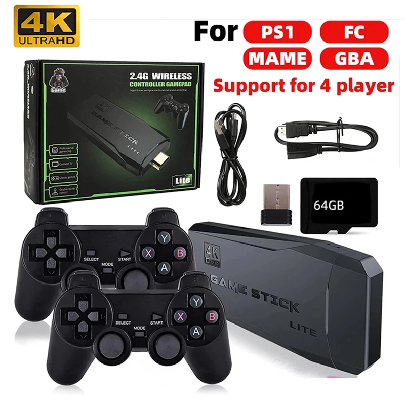 M8 Video Game Console 2.4G Double Wireless Controller Game Stick 4K 10000 games 64GB 32GB Retro games For PS1/GBA boy gift